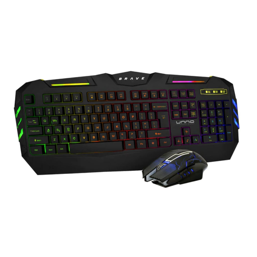 Unno Tekno Set de Teclado y Mouse Gaming Brave, 2 Piezas