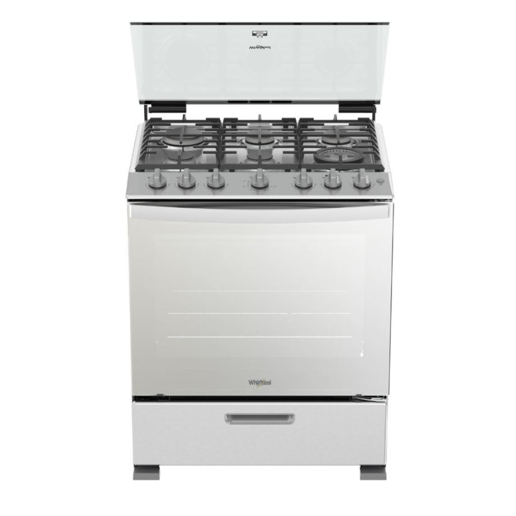 Whirlpool Cocina de Gas 30" 6 Quemadores Acero, (LWFR7100S)