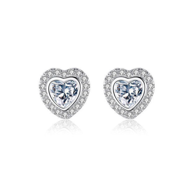 CR Charms Aretes Corazones en Relieve Pavé