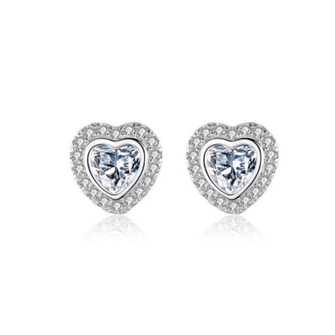 CR Charms Aretes Corazones en Relieve Pavé