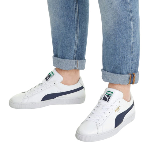 Puma Tenis Casuales Basket Classic XXI Blanco/Navy, para Hombre