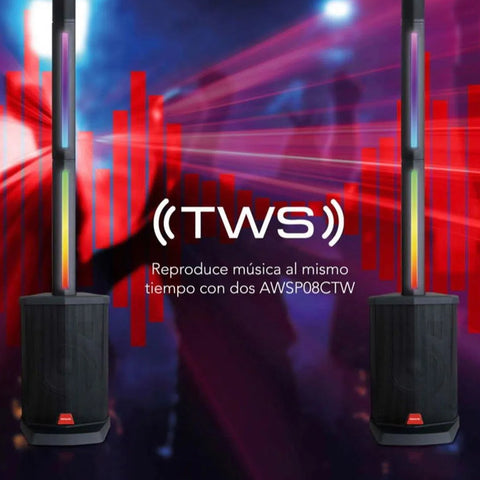 Aiwa Torre de Sonido Portátil Amplificado 1000W, AWSP08CTW