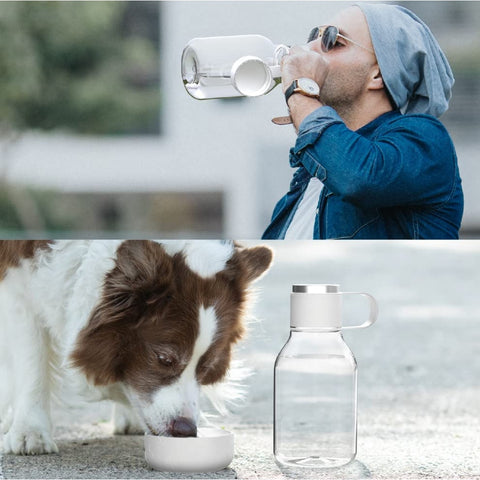 Asobu Botella Transparente con Tazón para Perro, 50 Oz TWB20