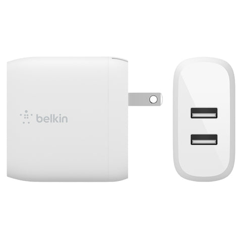 Belkin Cargador de Pared Dual USB-A 24 W + Cable USB-A a USB-C Boost Charge, WCE001DQ1M