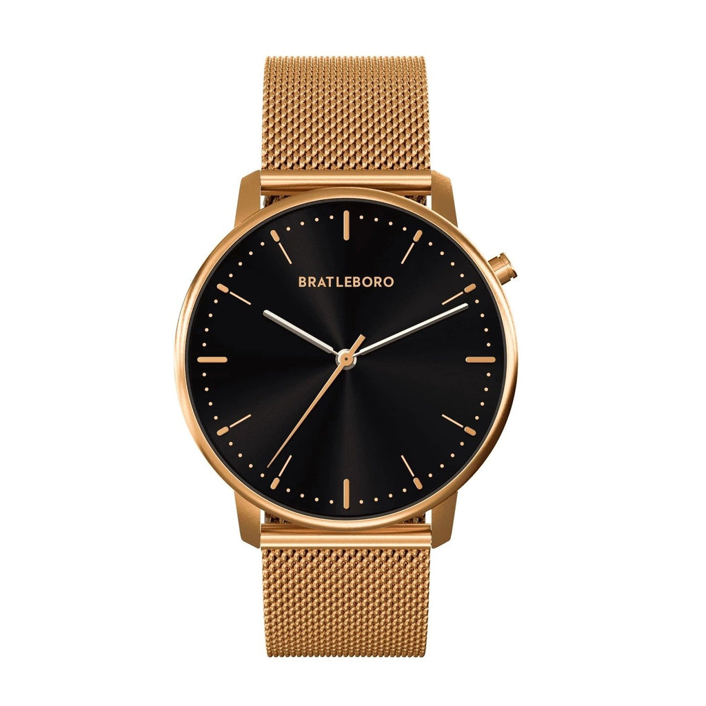 Bratleboro Reloj Análogo para Mujer Acadia Metal, Gold Black S