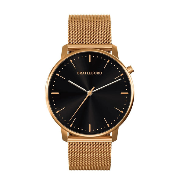 Bratleboro Reloj Análogo para Mujer Acadia Metal, Gold Black S