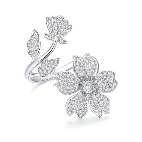 CR Charms Anillo Abierto Flor Reluciente