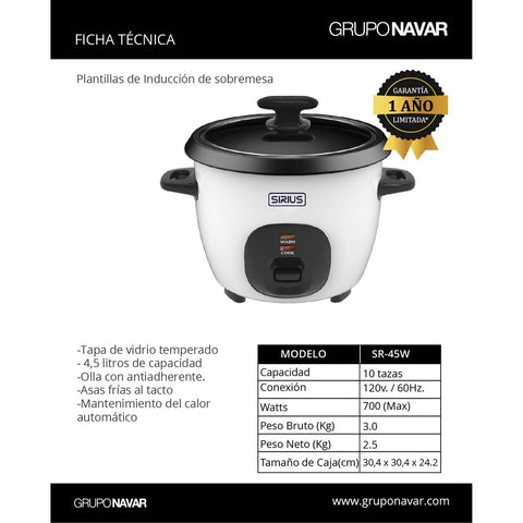 Sirius Olla Arrocera 10 Tz, Navsr-45w