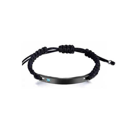 CR Charms Brazalete Trenzado con Placa Negra, Acero