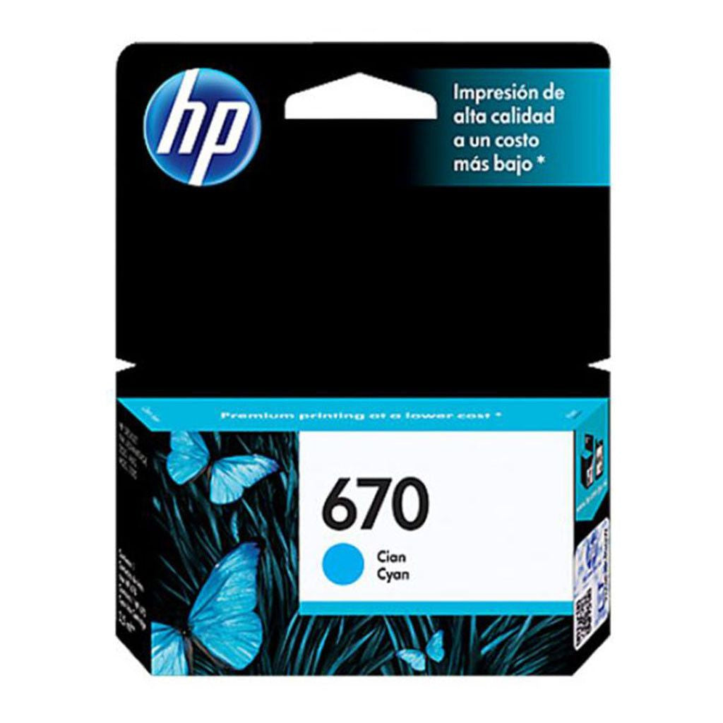 HP Cartucho de Tinta Cyan 670 (CZ114AL)