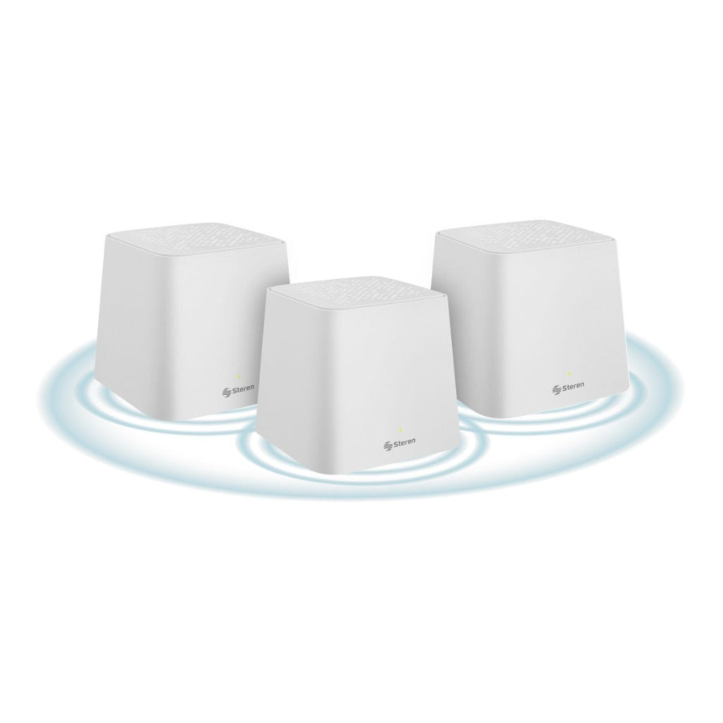 Steren Set Router Inalámbrico Sistema Mesh Wi-Fi MU-MIMO, 3 Piezas