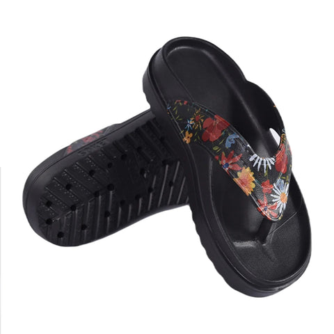 Soket Sandalias con Plataforma Floreadas Negro para Mujer