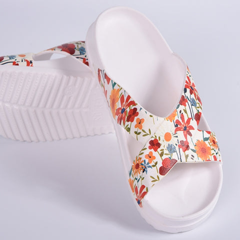 Soket Sandalias Floreada Blanco 2, para Mujer