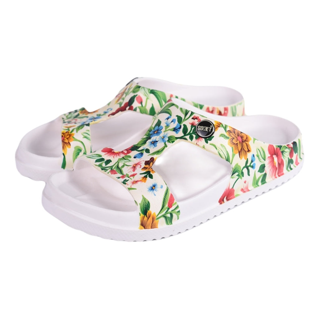 Soket Sandalias Floreada Blanco, para Mujer