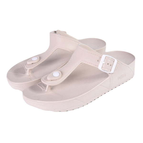 Soket Sandalias Beige con Broche Blanco, para Mujer