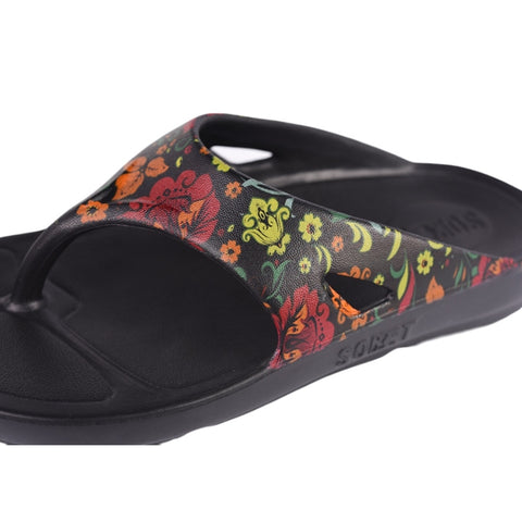 Soket Sandalias Floreadas 3 Negro, para Mujer