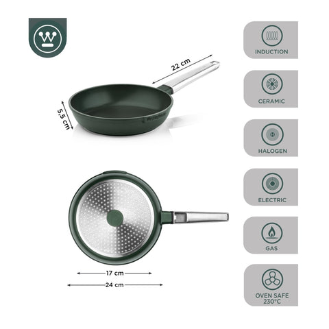 Swiss Diamond Sartén antiadherente de inducción anodizada dura de 8.6  pulgadas, sartén de aluminio, distribuye uniformemente el calor, apto para  horno